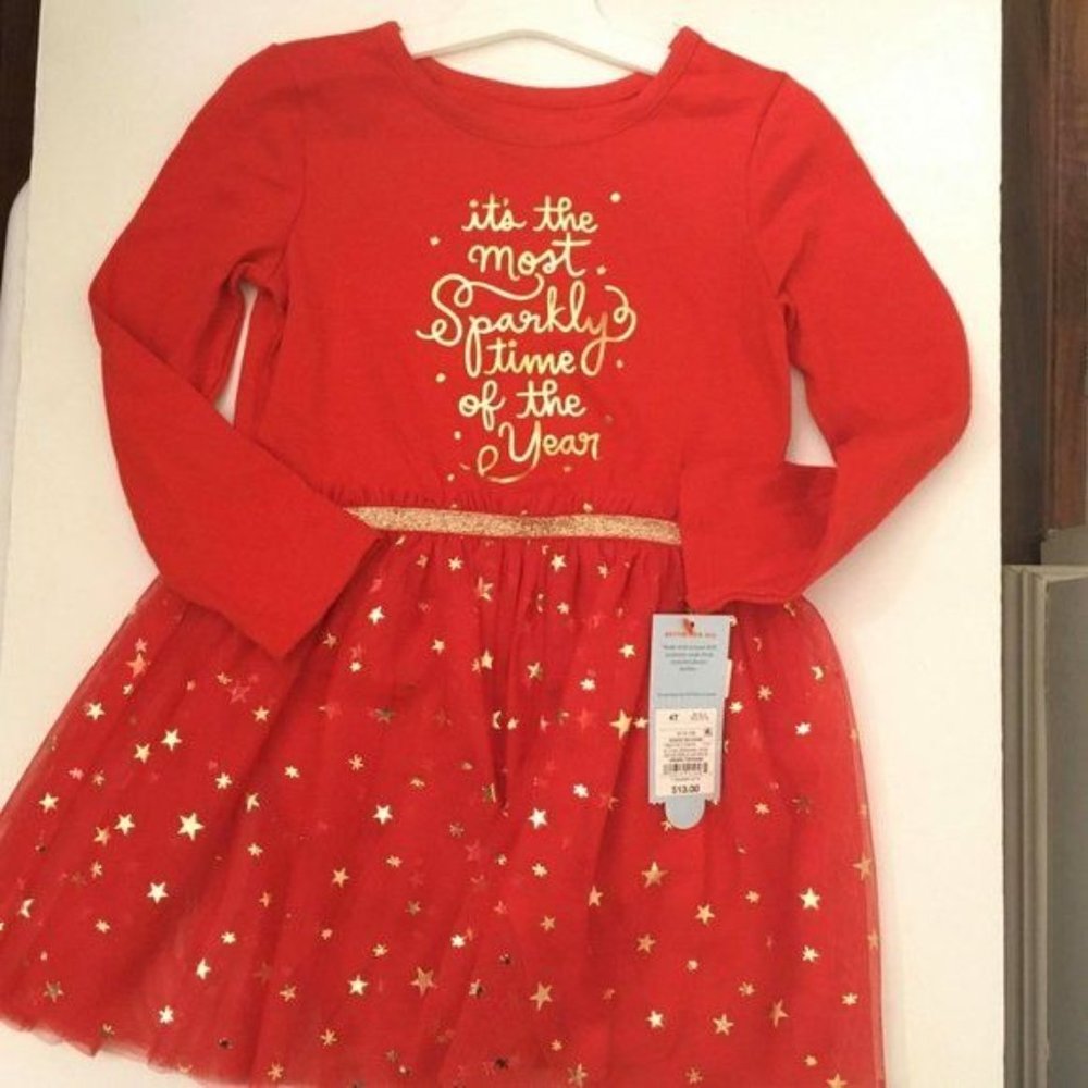 NWT- Cat and Jack Christmas Dress Sz 4T